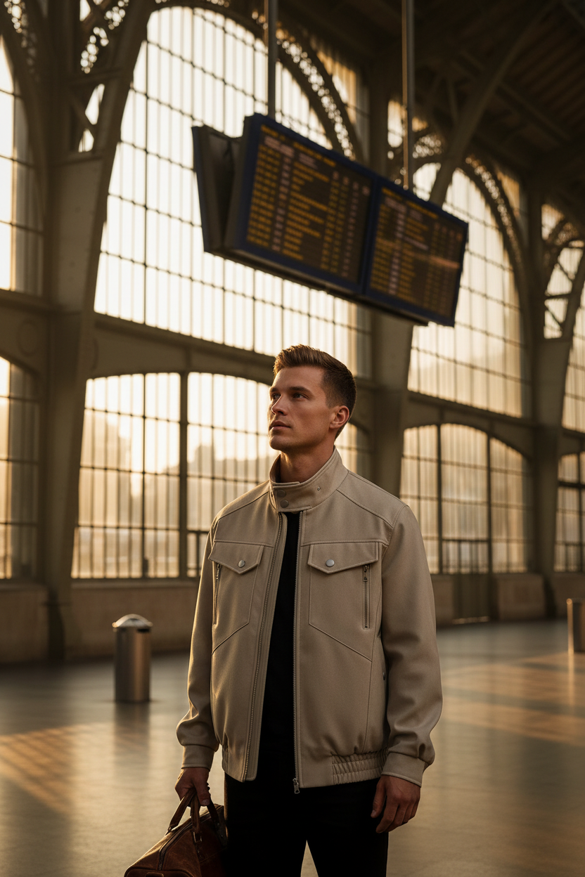 Estação trem europeia khaki